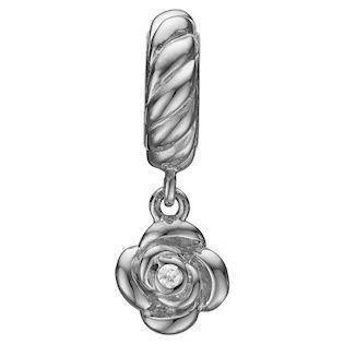 Christina Collect 925 sterling silver Charming Hanging Rose with White Topaz in the middle, model 623-S126
